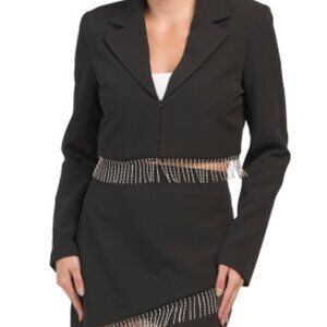 BNWT HOUSE OF HARLOW 1960 Blazer And Mini Skirt Set With Strass Fringe